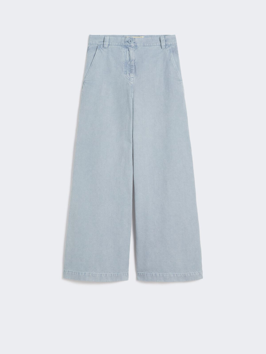 pantalón ancho de lona de algodón - azul claro
