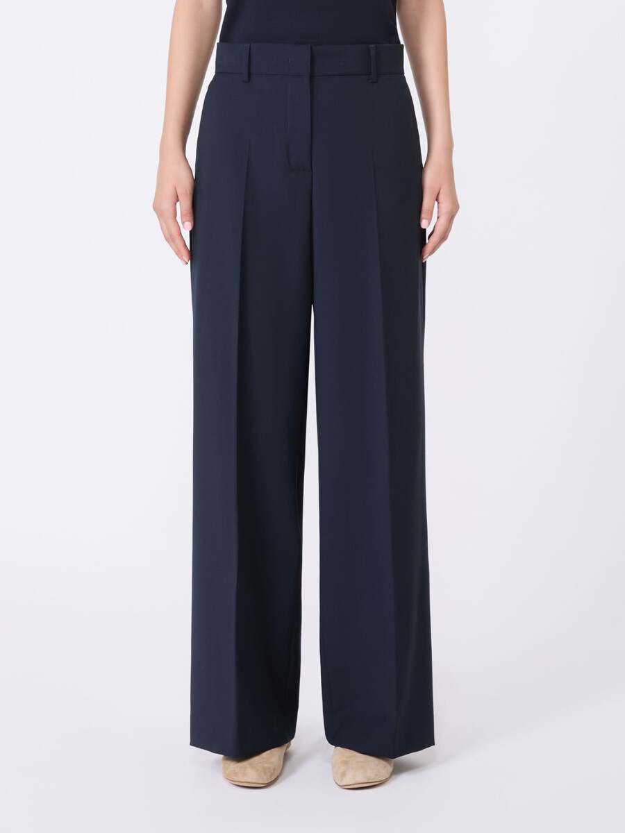pantalones palazzo de lana - azul marino