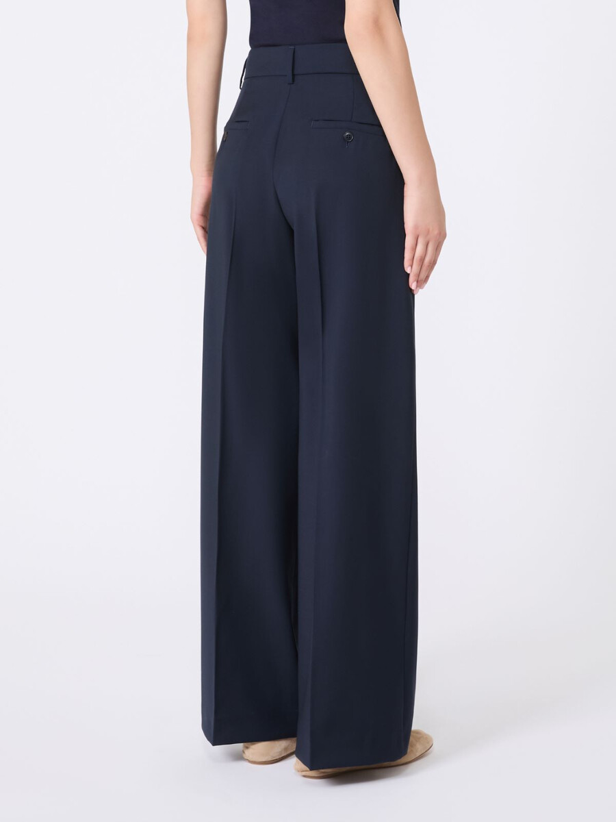pantalones palazzo de lana - azul marino