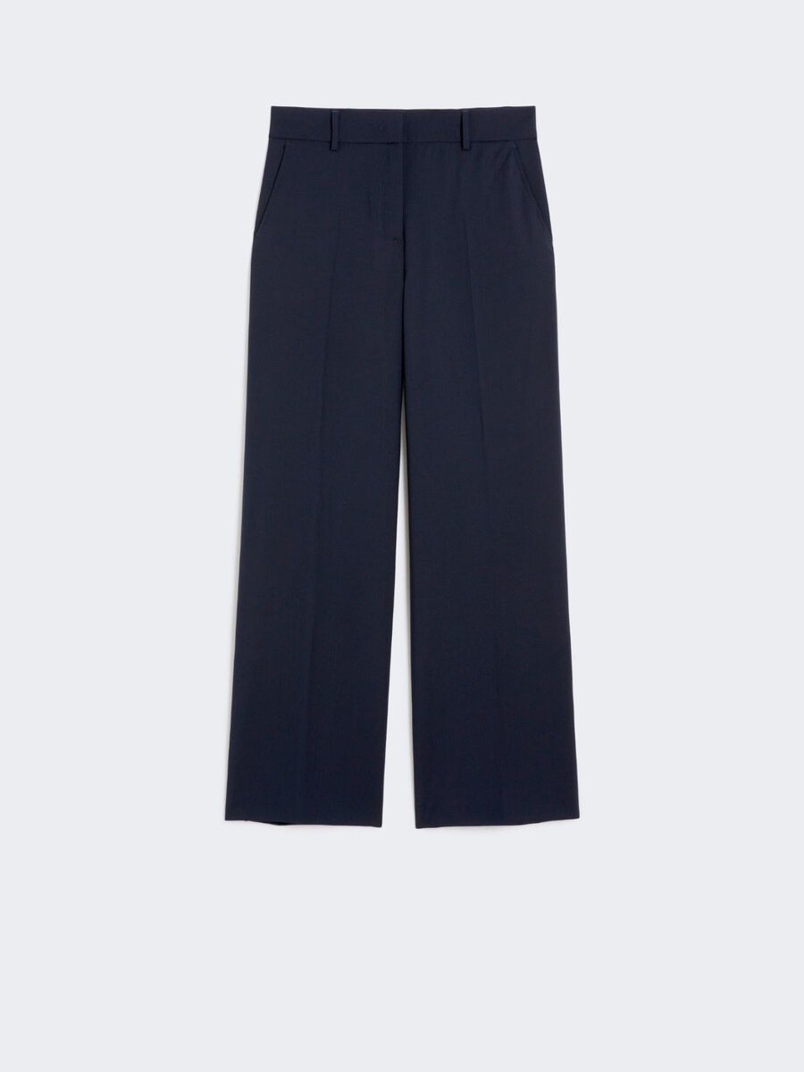 pantalones palazzo de lana - azul marino