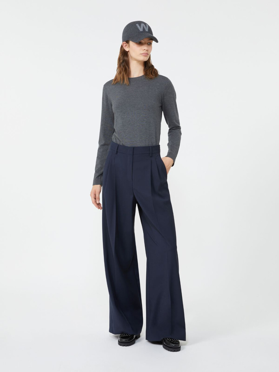 pantalón de lana elástica - azul marino