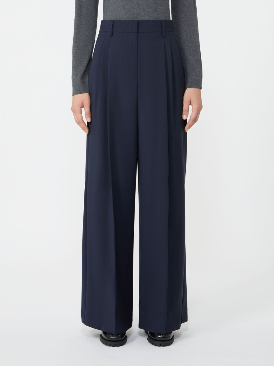 pantalón de lana elástica - azul marino