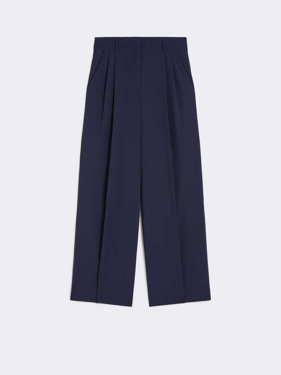 pantalón de lana elástica - azul marino