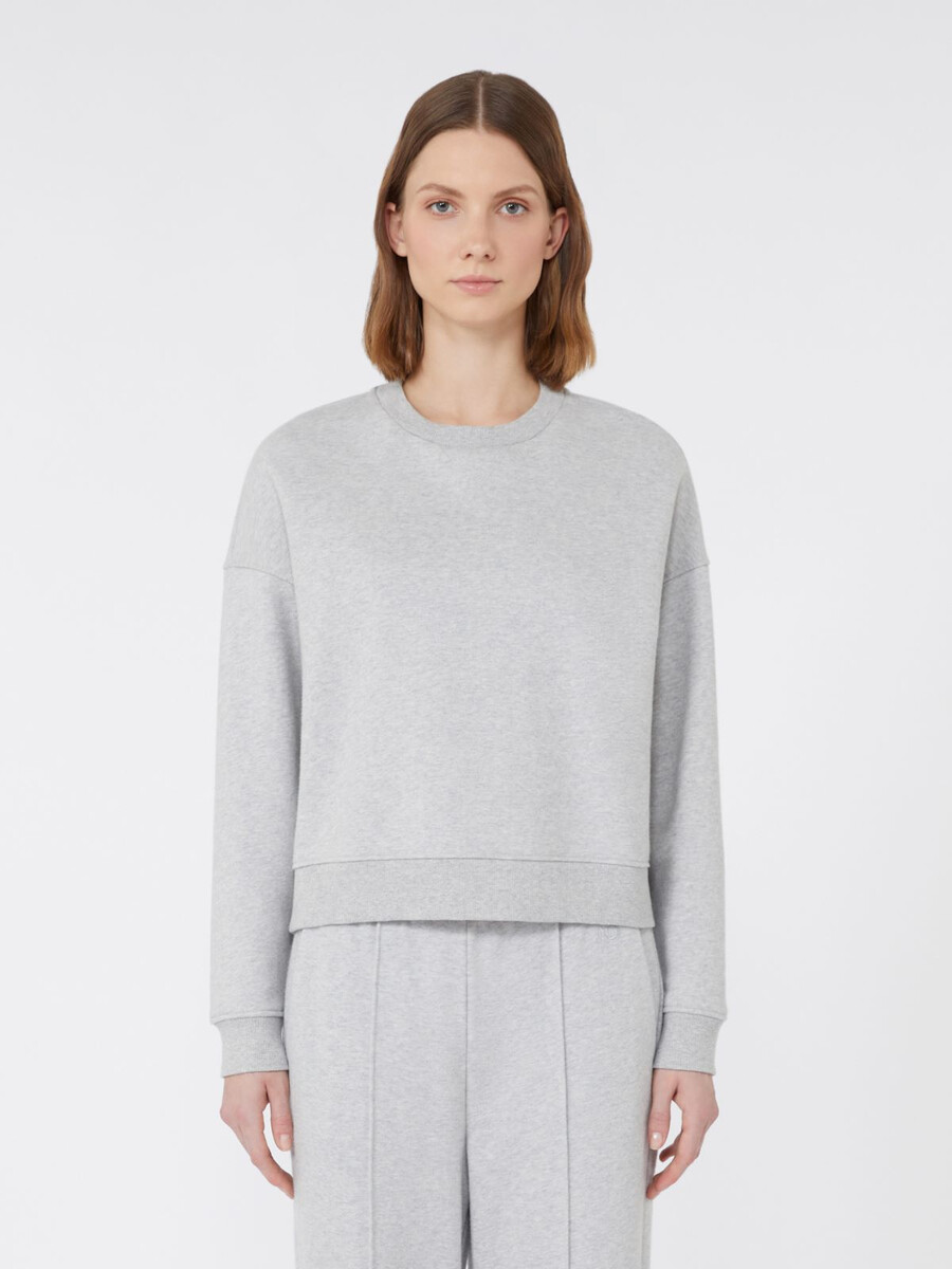 sudadera de algodón con cuello cuadrado - gris claro