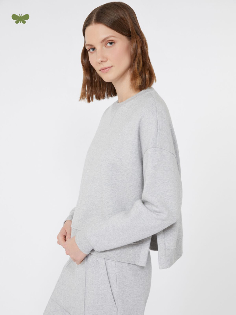 sudadera de algodón con cuello cuadrado - gris claro