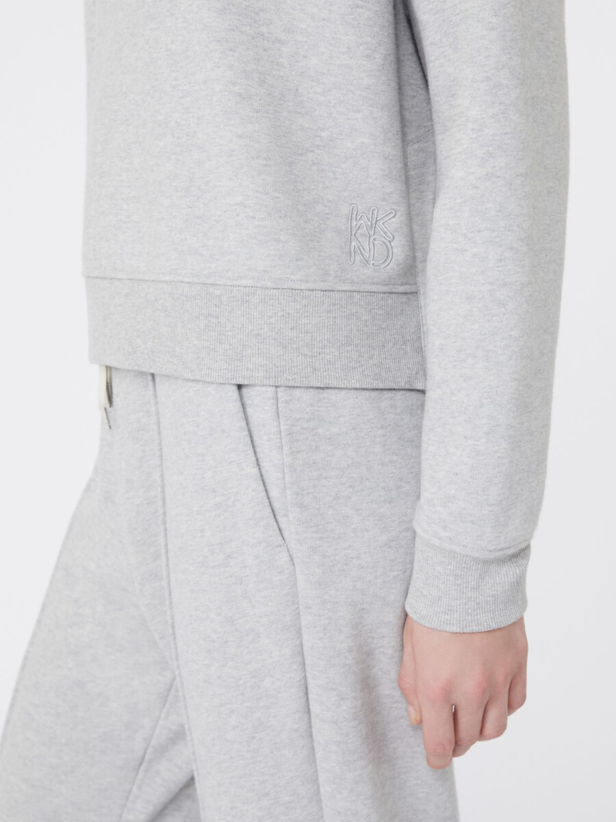 sudadera de algodón con cuello cuadrado - gris claro