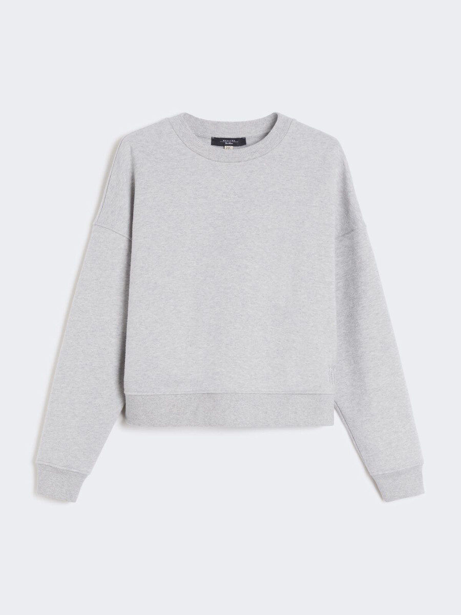 sudadera de algodón con cuello cuadrado - gris claro