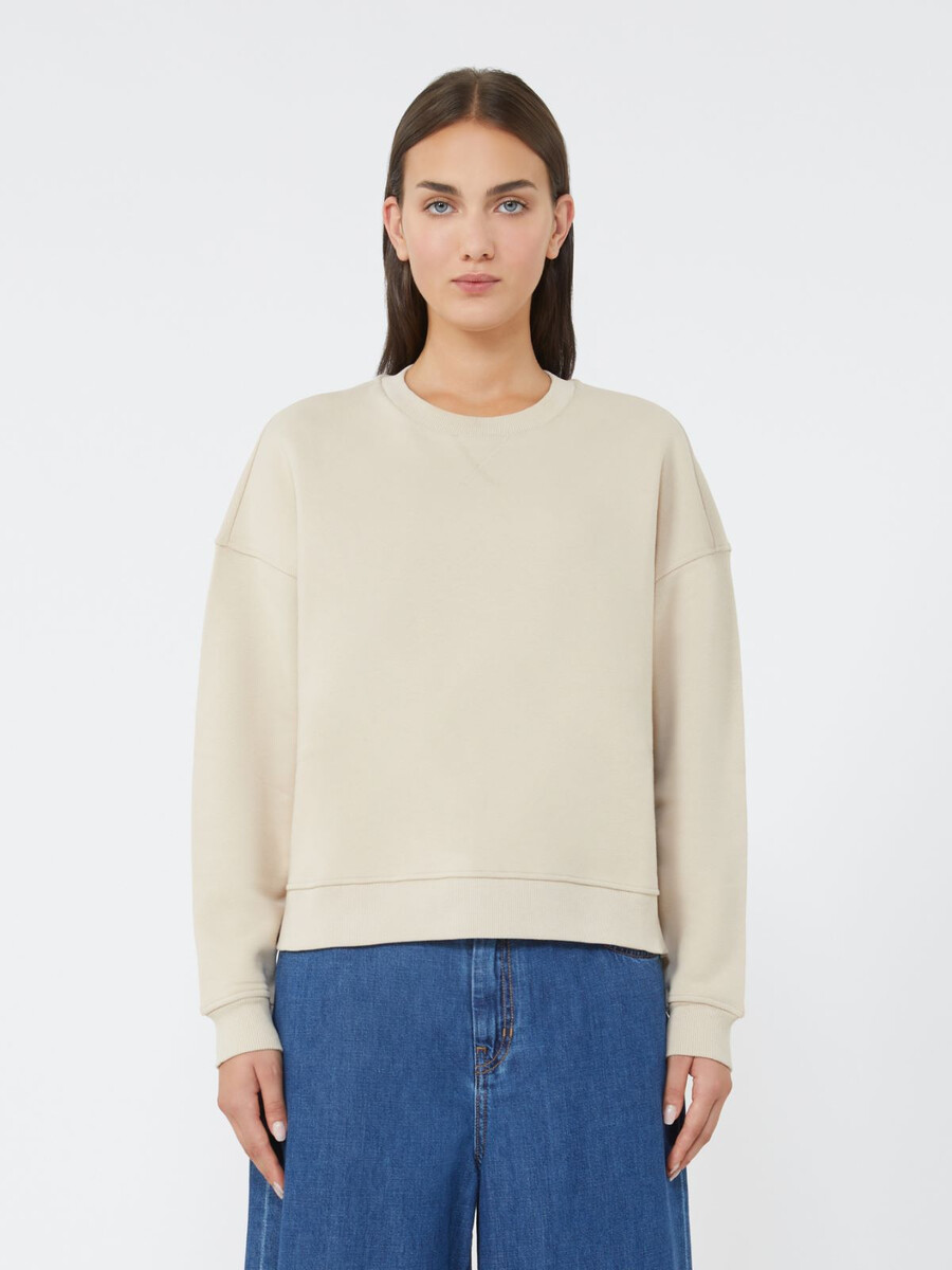 sudadera de algodón con cuello cuadrado - beige