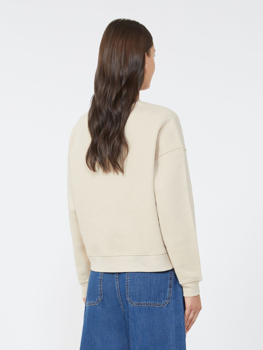 sudadera de algodón con cuello cuadrado - beige