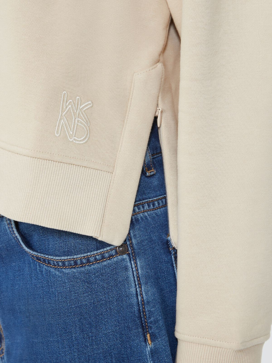 sudadera de algodón con cuello cuadrado - beige
