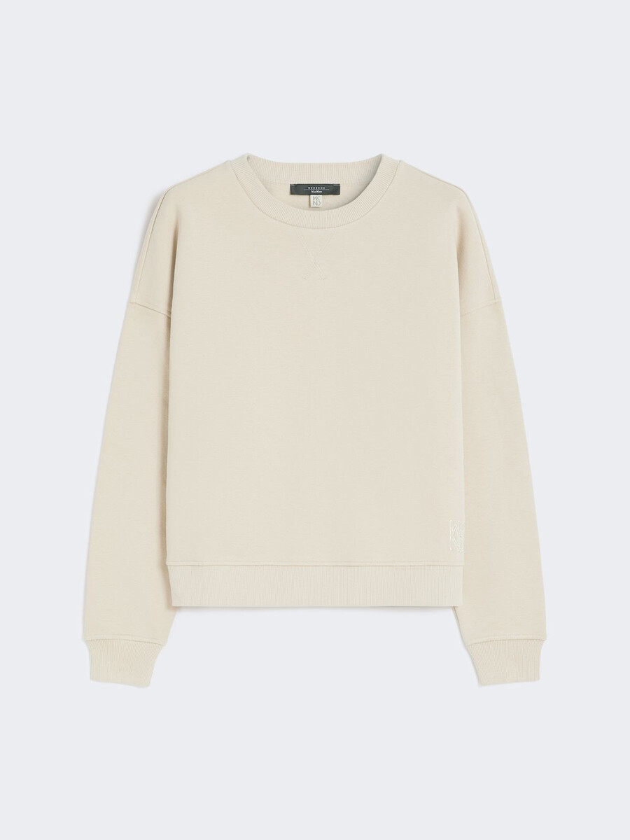 sudadera de algodón con cuello cuadrado - beige