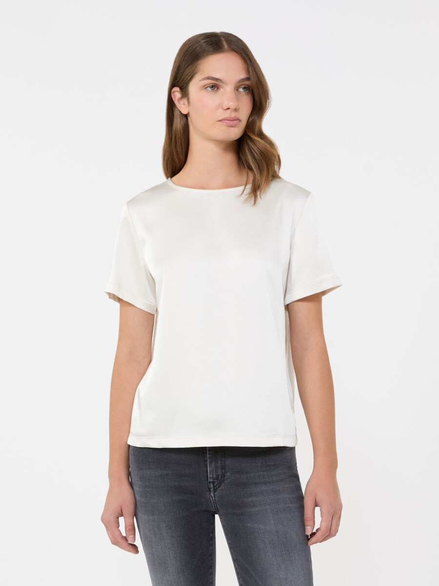camiseta de satén y jersey - crudo