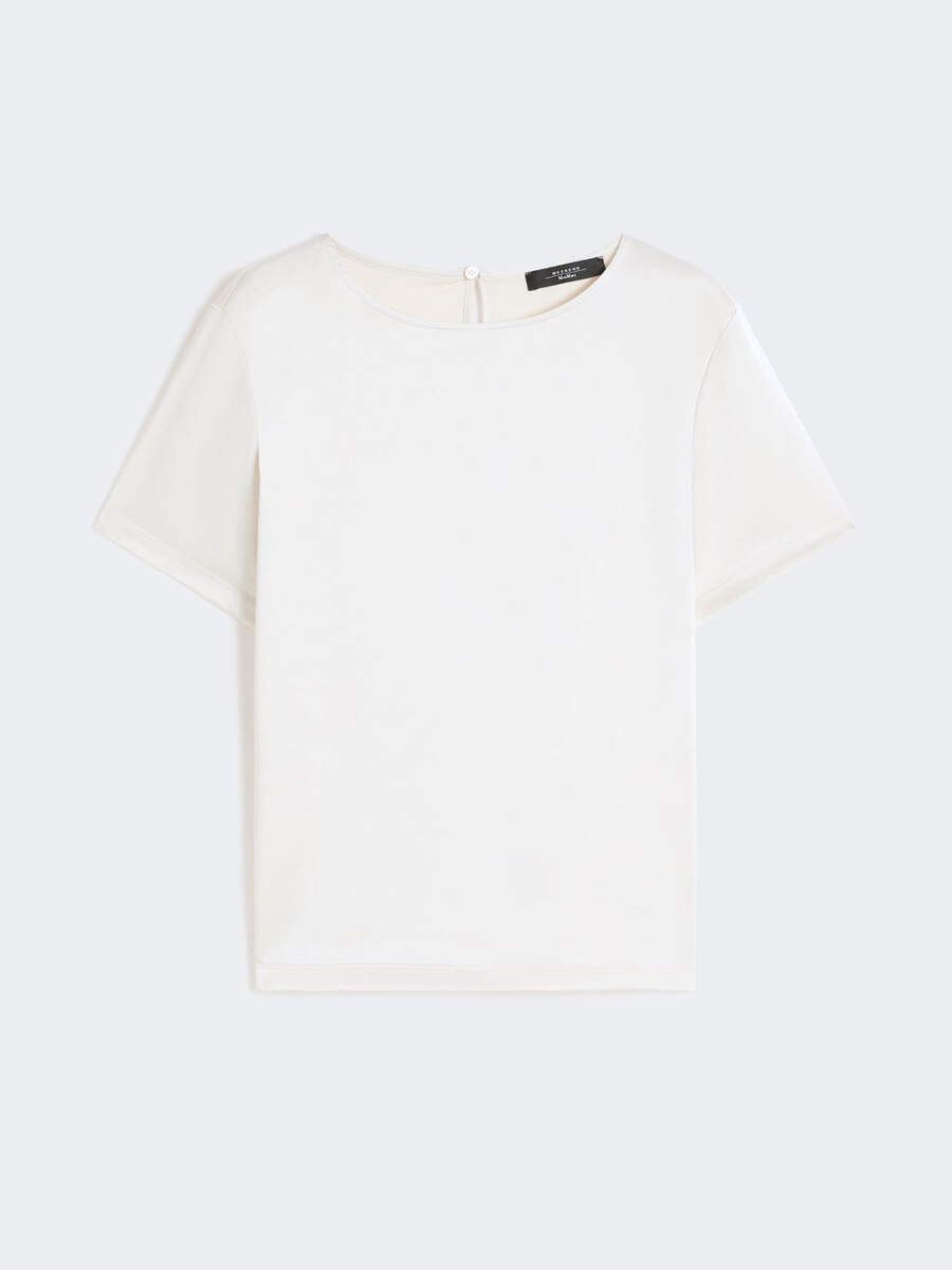 camiseta de satén y jersey - crudo