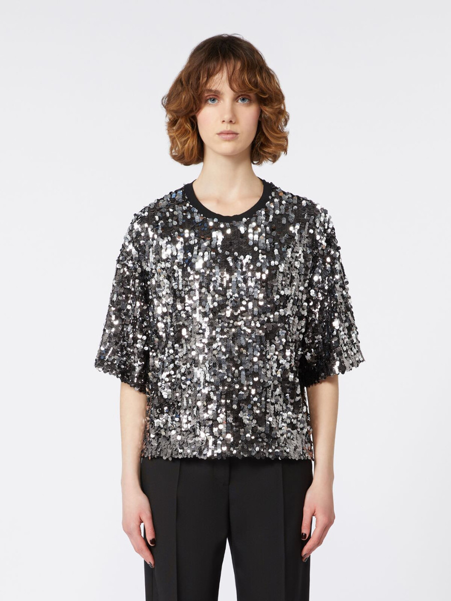 top de tul y lentejuelas - negro