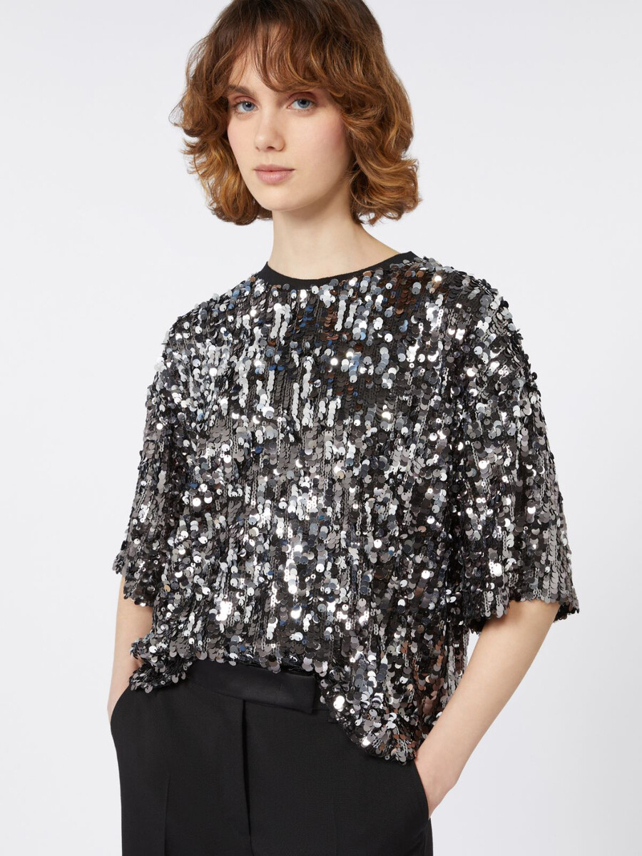 top de tul y lentejuelas - negro