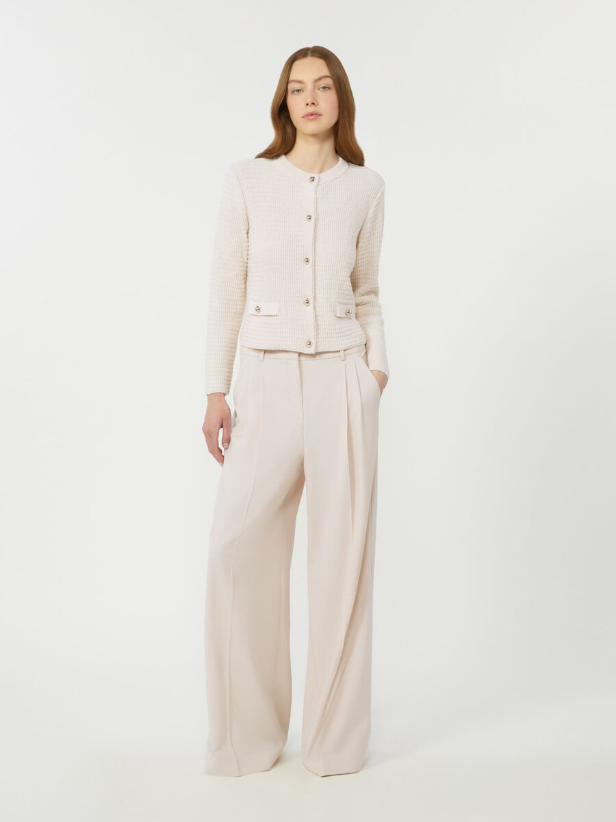pantalones de mezcla de lana - marfil