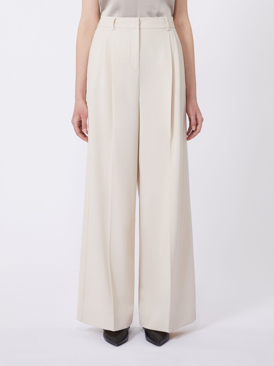 pantalones de mezcla de lana - marfil