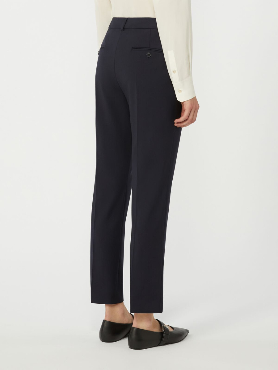 pantalón pitillo de lana elástica - azul marino
