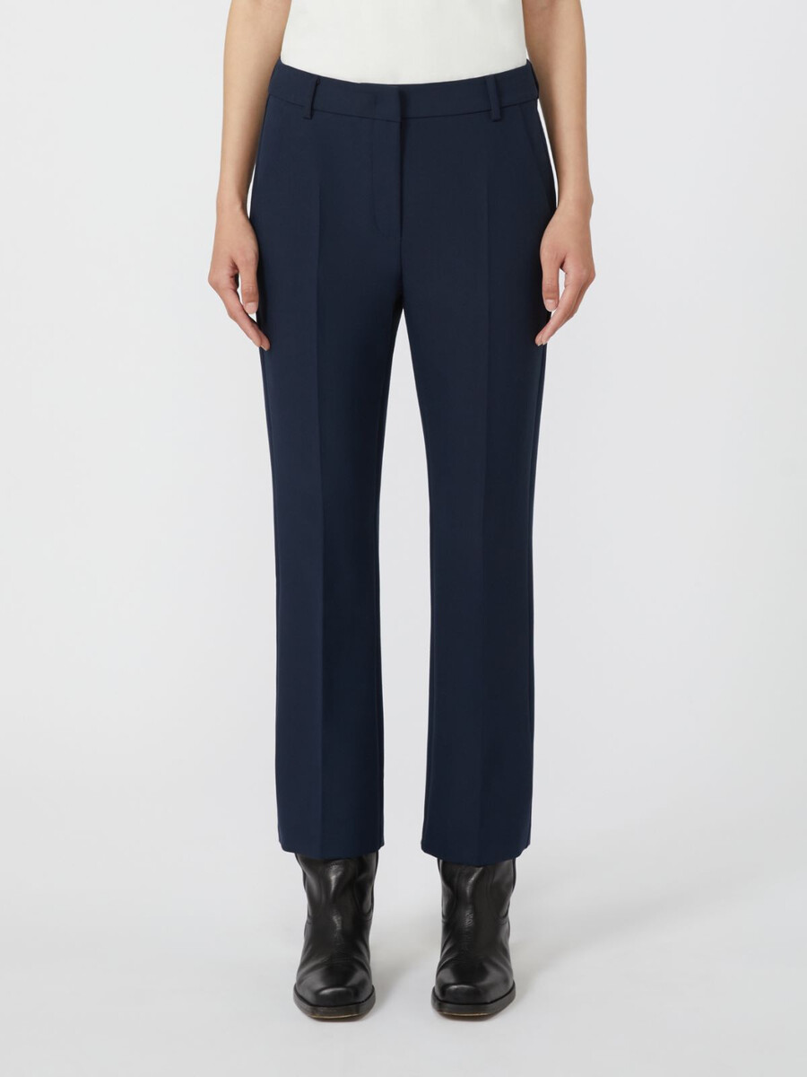 pantalón pitillo de lona elástica - azul marino