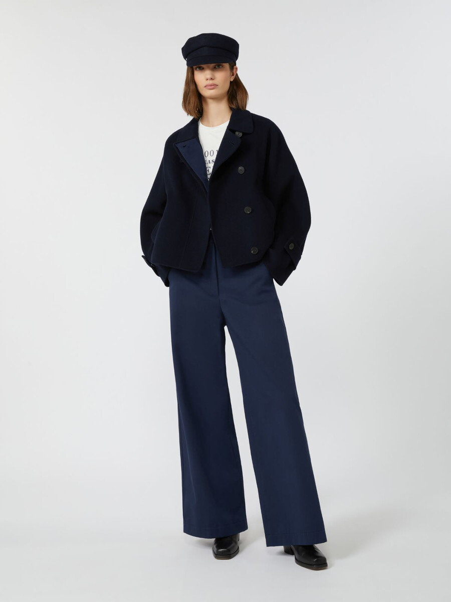 pantalón de gabardina de algodón - azul marino