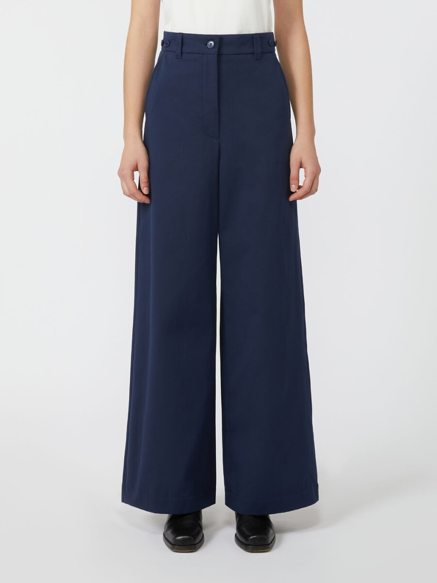 pantalón de gabardina de algodón - azul marino
