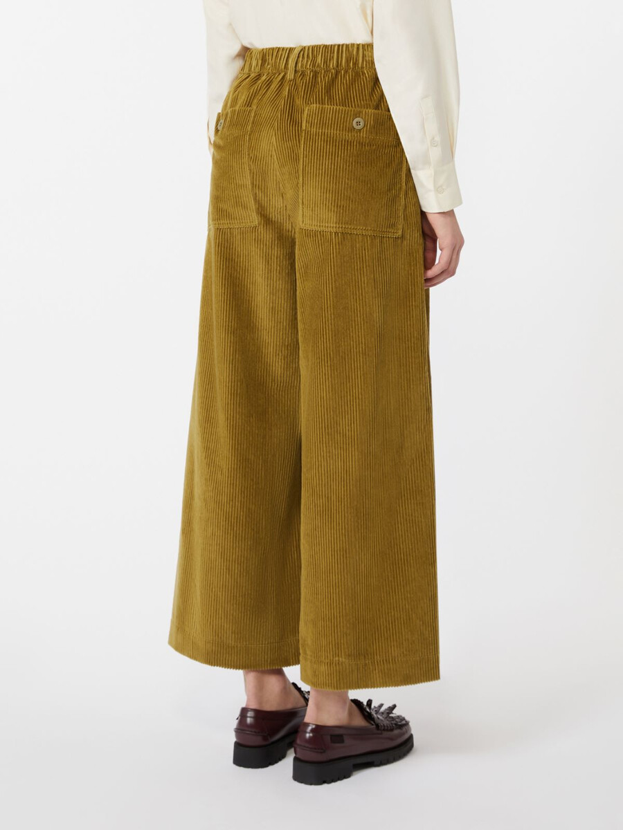pantalón cropped de terciopelo de algodón - verde oliva