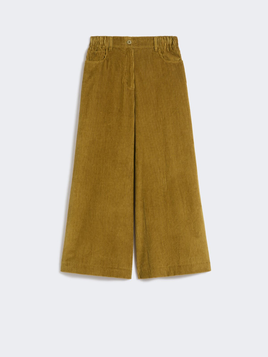 pantalón cropped de terciopelo de algodón - verde oliva