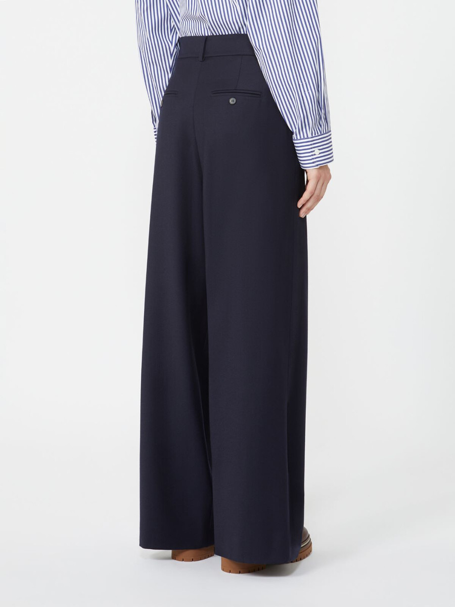 pantalones palazzo de franela de lana - azul marino